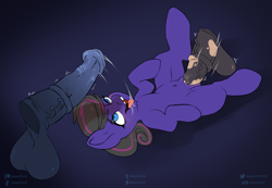 Size: 3508x2430 | Tagged: explicit, artist:amaichix, oc, oc:arc comet, ahegao, alternate version, blowjob, clitoris, disembodied penis, earth pony, female, filly, foal, foalcon, high res, horsecock, imported from derpibooru, lying down, male, nudity, oc only, offscreen character, on back, open mouth, oral, penetration, penis, pony, sex, straight, tongue out, tooth gap, vagina, vaginal, vulva