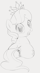 Size: 558x1017 | Tagged: explicit, artist:dotkwa, diamond tiara, butt, earth pony, female, foalcon, g4, grayscale, imported from derpibooru, looking at you, monochrome, plot, pony, sketch, solo, solo female
