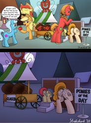 Size: 1152x1564 | Tagged: explicit, artist:strebiskunk, apple bloom, applejack, age difference, anus, apple, apple stand, applecest, big dom small sub, big macintosh, big macintosh's yoke, body count, bright mac, brother and sister, casual sex, comic, cowboy hat, dialogue, earth pony, exhibitionism, eyes closed, father and child, father and daughter, female, filly, foal, foalcon, food, g4, hat, horse collar, imported from derpibooru, incest, male, market, nudity, orgasm scoreboard, pear butter, penetration, penis, pony, presenting, public sex, public use, sex, ship:macbloom, shipping, siblings, size difference, spank mark, speech bubble, stallion, stallion on filly, stetson, stocks, straight, tally marks, unshorn fetlocks, vagina, vaginal