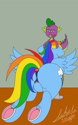 Size: 2500x4000 | Tagged: explicit, artist:draconightmarenight, rainbow dash, spike, age difference, anal insertion, blowjob, butt, buttplug, colored, commission, dragon, duo, duo male and female, female, flat colors, foalcon, frog (hoof), g4, hoofbutt, imported from derpibooru, insertion, large butt, male, masturbation, nudity, oral, pegasus, penis, perineal raphe, plot, pony, pussy peek, rainbutt dash, sex, sex toy, ship:rainbowspike, shipping, straight, sucking, underhoof, vagina, wingless spike