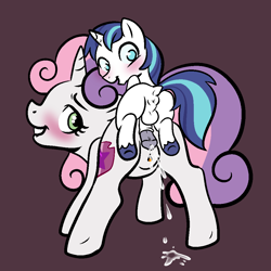 Size: 1000x1000 | Tagged: explicit, artist:vodkamewtwoni, shining armor, sweetie belle, age difference, age swap, colt, colt on mare, cum, cum on floor, female, foal, foalcon, g4, genitals, imported from derpibooru, infidelity, male, mare, nudity, orgasm, penis, pony, reverse foalcon, role reversal, ship:shiningbelle, ship:sweetiearmor, shipping, size difference, straight, straight shota, unicorn, vulva