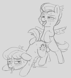 Size: 766x841 | Tagged: explicit, artist:heretichesh, ahegao, anal, balls, bluegrass, blushing, colt, colt on colt, cross-eyed, drool, duo, earth pony, foal, foalcon, g4, gay, imported from derpibooru, male, nudity, open mouth, pegasus, penetration, penis, pony, pony on pony action, precum, reverse foalcon, rumble, sex, sketch, spread wings, sweat, tongue out, wingboner, wings