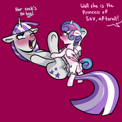 Size: 1000x1000 | Tagged: explicit, artist:vodkamewtwoni, princess flurry heart, age difference, alicorn, blushing, commission, crotchboobs, dialogue, dickgirl, duo, duo female, female, flurryvelvet, foalcon, futa, futa filly, futa filly on mare, futa princess flurry heart, g4, grandmother and grandchild, grandmother and granddaughter, imported from derpibooru, incest, intersex, mare, nipples, nudity, penetration, plap, pony, sex, simple background, twilight velvet, unicorn, vaginal, writing