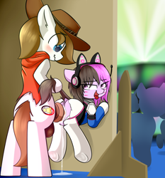 Size: 2400x2570 | Tagged: explicit, artist:vipy, oc, oc:angel, age difference, anus, big penis, butt, clothes, cosplay, costume, cowboy, cowboy hat, creampie, cum, d.va, dock, earth pony, exhibitionism, female, filly, foal, foalcon, hat, high res, hooves, imported from derpibooru, male, nudity, oc only, oc x oc, overwatch, penetration, penis, plot, pony, public sex, sex, shipping, size difference, source needed, stallion, stallion on filly, straight, tail, tail pull, vaginal