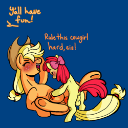 Size: 1000x1000 | Tagged: explicit, artist:vodkamewtwoni, apple bloom, applejack, age difference, apple sisters, applecest, blushing, commission, crotchboobs, dialogue, dickgirl, earth pony, female, filly, filly on mare, foal, foalcon, futa, futa apple bloom, futa filly, futa filly on mare, futa on female, futa on mare, g4, imported from derpibooru, incest, intersex, mare, nipples, nudity, penetration, pony, sex, ship:bloomjack, shipping, siblings, sisters, taint, vaginal