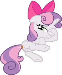 Size: 3000x3588 | Tagged: explicit, artist:gollygosh, sweetie belle, .svg available, accessory swap, anal insertion, anatomically correct, anus, apple bloom's bow, bed, bow, butt, buttplug, cute, derpibooru exclusive, diasweetes, dock, female, filly, foal, foalcon, g4, genitals, hair bow, high res, hoof over eye, imported from derpibooru, insertion, looking at you, lying down, lying on bed, my little pony: friendship is magic, nervous, nudity, on bed, plot, pony, raised hoof, scrunchy face, season 4, sex toy, show accurate, show accurate porn, simple background, sleepy, solo, solo female, somepony to watch over me, transparent background, unicorn, vaginal secretions, vector, vulva, wiping, wiping eye