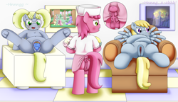 Size: 5200x3000 | Tagged: explicit, artist:pvryohei, anus, baby, balls, birth, birthing, chair, chirpy hooves, clitoris, creampie, cum, dipsy hooves, erection, female, filly, foal, foalcon, frog (hoof), futa, futa filly on filly, futa on female, futa ruby pinch, g4, glasses, herm, imported from derpibooru, impregnation, intersex, labor, masturbation, nudity, nurse, nurse outfit, penetration, penis, pigtails, pony, pregnant foal, round glasses, ruby pinch, rule 63, sex, underhoof, vaginal secretions, vulva