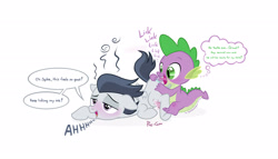 Size: 2053x1177 | Tagged: explicit, artist:creativescribbles, artist:spikeknowsbest, spike, analingus, analingus on male, anus, ass up, blushing, colt, dragon, dragon male on colt, dragon on pony action, drool, face down ass up, foal, foalcon, g4, gay, imported from derpibooru, interspecies, male, male on male analingus, nudity, oral, pegasus, pony, rumble, sex, ship:rumblespike, shipping