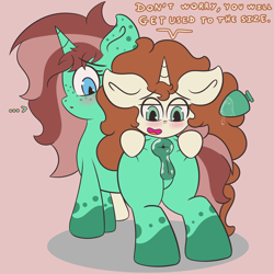 Size: 1800x1800 | Tagged: explicit, artist:vanifl, oc, oc:pure essence, oc:vanilla flavor, ..., anus, blushing, buttplug, clitoris, dialogue, ear freckles, female, filly, foal, foalcon, freckles, imminent anal insertion, imminent insertion, imported from derpibooru, lube, mottled genitals, nudity, oc only, ponut, pony, sex toy, unicorn, vulva