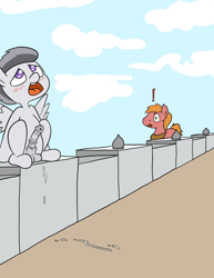 Size: 713x922 | Tagged: explicit, artist:happy harvey, anal insertion, anal orgasm, balls, big macintosh, blushing, casual masturbation, caught, colt, cum, earth pony, exclamation point, exhibitionism, fence, foal, foalcon, g4, gay, implied anal insertion, implied insertion, imported from derpibooru, improvised sex toy, insertion, male, masturbation, nudity, open mouth, orgasm, pegasus, penis, phone drawing, pony, public masturbation, rumble, sex toy, spread wings, stallion, wingboner, wings