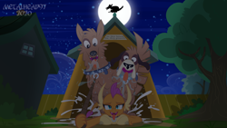 Size: 8000x4500 | Tagged: explicit, artist:metalhead97, ahegao, all fours, bestiality, breasts, busty smolder, collar, commission, cum, cumming, dog, doggy style, doghouse, dragon, dragoness, excitement, eyes closed, female, femsub, foalcon, from behind, g4, house, humping, imported from derpibooru, interspecies, male, moon, moonlight, multiple heads, night, nipples, nudity, open mouth, orgasm, orthros, outdoor sex, outdoors, penetration, pulling, sex, show accurate, show accurate porn, sign, simultaneous orgasm, smolder, smolthros, straight, submissive, sweet feather sanctuary, text, tongue out, tree, two heads, vaginal, vaginal orgasm, wallpaper, wallpaper for the fearless