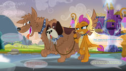 Size: 8000x4500 | Tagged: explicit, artist:metalhead97, aftersex, balls, bedroom eyes, bestiality, casual nudity, collar, commission, crystal, dog, dragon, dragoness, drool, female, femsub, foalcon, g4, holding, implied gallus, implied ocellus, implied sandbar, implied sex, implied silverstream, implied yona, imported from derpibooru, interspecies, leash, lidded eyes, lip bite, looking at each other, male, morning, morning after, multiple heads, nudity, open mouth, orthros, penis, pond, ponyville, salivating, sandbar is a goddamn moron, school of friendship, show accurate, show accurate porn, smiling, smirk, smolder, smolthros, submissive, sun, sunrise, tongue out, tree, twilight's castle, two heads