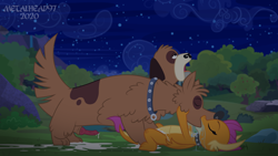 Size: 8000x4500 | Tagged: explicit, artist:metalhead97, aftersex, all fours, anus, balls, bestiality, canine penis, canine sex, clitoral hood, clitoris, collar, commission, cum, dog, dragon, drool, erection, eyes closed, female, femsub, foalcon, from behind, g4, imported from derpibooru, interspecies, kiss on the lips, kissing, knot, making out, male, multiple heads, night, nudity, open mouth, oral, orgasm, orthros, penetration, penis, salivating, sex, show accurate, show accurate porn, sloppy kissing, smolder, smolthros, straight, submissive, sweet feather sanctuary, tongue out, two heads, vaginal, vaginal secretions, vein, veiny cock