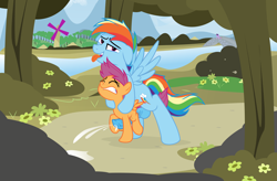 Size: 6099x4000 | Tagged: explicit, artist:gollygosh, rainbow dash, scootaloo, spike, twilight sparkle, age difference, ahegao, bridge, cum, cum pool, cumming, derpibooru exclusive, duo, excessive cum, female, filly, floppy ears, foal, foalcon, forest, g4, half r63 shipping, imported from derpibooru, intercrural sex, looking at you, male, mare, open mouth, outdoor sex, outdoors, pegasus, pony, rainbow blitz, rule 63, sex, ship:scootablitz, ship:scootadash, shipping, show accurate, show accurate porn, spread wings, stallion, stallion on filly, straight, tongue out, vaginal secretions, vector, windmill, wings, wrong way