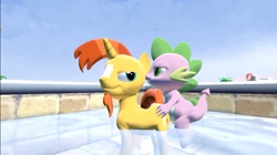 Size: 1024x575 | Tagged: questionable, artist:undeadponysoldier, spike, 3d, alternate version, anal, beard, delfino airstrip, doggy style, dragon, dragon male on stallion, dragon on pony action, exhibitionism, facial hair, foalcon, from behind, g4, gay, gmod, hot tub, imported from derpibooru, interspecies, isle delfino, male, penetration, pony, public sex, sex, ship:spikeburst, shipping, softcore, stallion, sunburst, super mario sunshine, unicorn