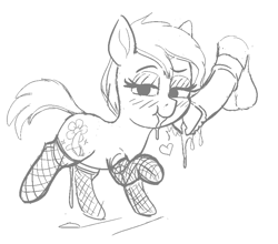 Size: 863x758 | Tagged: explicit, artist:heretichesh, oc, aftermath, age difference, balls, blowjob, clothes, cum, cum in mouth, dripping, dripping cum, earth pony, female, filly, foal, foalcon, imported from derpibooru, legwear, male, nudity, oral, penis, pony, sex, sketch, stallion, stallion on filly, stockings, straight, thigh highs, vaginal secretions