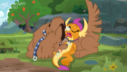 Size: 8000x4500 | Tagged: explicit, artist:metalhead97, anus, bestiality, clitoris, collar, commission, cunnilingus, dog, dragon, drool, eyes closed, female, femsub, foalcon, french kiss, from behind, g4, imported from derpibooru, interspecies, kissing, making out, multiple heads, nudity, open mouth, oral, orthros, salivating, sex, show accurate, show accurate porn, smolder, smolthros, spread legs, spread toes, submissive, sweet feather sanctuary, tongue out, tongue play, two heads, vaginal secretions
