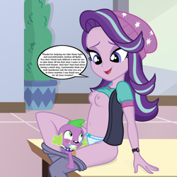 Size: 6704x6704 | Tagged: questionable, artist:dashiesparkle edit, artist:spectre-z, spike, starlight glimmer, series:puppy love, assisted exposure, bestiality, blue underwear, breasts, clothes, dog, edit, equestria girls, female, fetish, foalcon, g4, hundreds of users filter this tag, imported from derpibooru, interspecies, male, nipples, nudity, panties, ribbon, ship:sparlight, shipping, show accurate, show accurate porn, spike gets all the equestria girls, spike the dog, straight, striped underwear, underwear, undressing, zoophilia