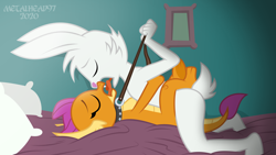 Size: 8000x4500 | Tagged: explicit, artist:metalhead97, oc, oc:endymion, anthro, anthro oc, anthro on dragon action, bedroom, canon x furry, canon x oc, collar, commission, dragon, dragoness, eyes closed, female, femsub, foalcon, french kiss, furry, furry oc, g4, imported from derpibooru, interspecies, kissing, leash, leg lock, lying down, lying on top of someone, male, maledom, missionary position, penetration, rabbit, sex, sloppy kissing, smolder, straight, submissive, tongue play, vaginal