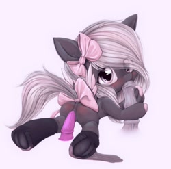 Size: 1350x1332 | Tagged: explicit, artist:darkstylerz, oc, blowjob, blushing, clothes, commission, dildo, female, filly, foal, foalcon, frog (hoof), hoofjob, horsecock, imported from derpibooru, insertion, legwear, looking at you, nudity, oc only, oral, penis, pony, sex, sex toy, solo, source needed, stockings, teasing, thigh highs, tip tease, underhoof, useless source url, vagina, vaginal insertion