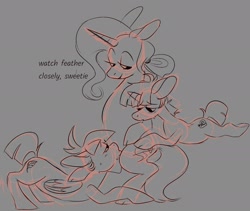 Size: 1958x1652 | Tagged: explicit, artist:dappledapple, age difference, colt, colt on mare, cunnilingus, featherweight, female, foal, foalcon, g4, imported from derpibooru, male, mare, oral, pegasus, pony, sex, sketch, snails, straight, straight shota, trixie, unicorn