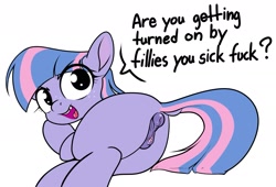 Size: 1865x1269 | Tagged: explicit, artist:coinpo, anatomically correct, anus, blank flank, butt, clitoris, dock, female, filly, foal, foalcon, g4, imported from derpibooru, kinkshaming, nudity, offscreen character, pegasus, plot, ponut, pony, presenting, simple background, solo focus, source needed, sprintbutt, vulgar, vulva, vulvar winking, white background, wind sprint