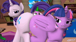 Size: 960x540 | Tagged: explicit, artist:godoffury, rarity, spike, twilight sparkle, 3d, age difference, alicorn, animated, anus, bedroom eyes, bisexual, blushing, butt, butt smothering, dominatrix, dragon, dubious consent, eyeshadow, faceful of ass, female, femdom, foalcon, full body hotdogging, g4, huge butt, imported from derpibooru, large butt, lesbian, lucky bastard, makeup, male, malesub, mare, nudity, plot, plot sandwich, ponut, pony, raised tail, rearity, ship:rarilight, ship:sparity, ship:twisparity, ship:twispike, shipping, smothering, sound, spike gets all the mares, squishy, straight, submissive, tail, twibutt, unicorn, webm