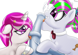 Size: 4960x3508 | Tagged: explicit, artist:salemcat, oc, oc:zew, oc:zippi, age difference, blowjob, cum, cute, cute porn, double blowjob, facial, female, femdom, filly, filly on stallion, foal, foalcon, foaldom, horsecock, imported from derpibooru, licking, licking cock, male, male pov, malesub, medial ring, multiple blowjob, nudity, oc only, offscreen character, oral, penis, pony, pov, sex, simple background, small dom big sub, stallion, straight, submissive, tongue out, transparent background, unicorn