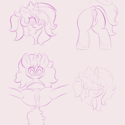 Size: 3500x3500 | Tagged: explicit, artist:vanifl, oc, oc:pure essence, anus, butt, crotchboobs, ear freckles, female, filly, foal, foalcon, freckles, high res, imported from derpibooru, mottled genitals, nipples, nudity, oc only, plot, ponut, pony, sketch, sketch dump, unicorn, vulva