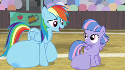 Size: 1920x1080 | Tagged: questionable, artist:mrweirdo, rainbow dash, big crotchboobs, common ground, cropped, crotchboobs, crotchboobs edit, crotchboobs on floor, duo, duo female, edit, edited screencap, female, females only, filly, foal, foalcon, g4, huge crotchboobs, hyper, hyper crotchboobs, imported from derpibooru, impossibly large crotchboobs, lactation, mare, milk, my little pony: friendship is magic, nipples, nudity, oppai loli, pegasus, pony, screencap, show accurate, show accurate porn, wind sprint