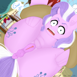 Size: 3840x3840 | Tagged: explicit, artist:rise_of_evil_69, diamond tiara, alternate version, anatomically correct, anus, belly, belly button, big eyes, both cutie marks, butt, clitoris, ear fluff, ears, earth pony, faic, female, filthy rich, foalcon, g4, high res, imported from derpibooru, incest, jewelry, looking at you, mare, nudity, pink body, plot, ponut, pony, thighs, tiara, vulva