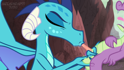 Size: 8000x4500 | Tagged: explicit, artist:metalhead97, spike, ball fondling, balls, blowjob, dragon, dragon lands, dragoness, duo, duo male and female, eyes closed, female, foalcon, g4, grope, imminent abuse, imported from derpibooru, male, moaning, moaning in pleasure, nudity, oral, penis, princess ember, salivating, sex, ship:emberspike, shipping, show accurate, show accurate porn, size difference, small penis, small penis appreciation, smaller male, straight