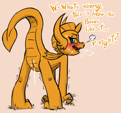 Size: 782x731 | Tagged: explicit, artist:soulcentinel, blushing, cloaca, cropped, dragon, dragoness, female, foalcon, g4, genital slit, imported from derpibooru, nudity, smolder, smolderriere, solo, solo female, vaginal secretions, vulva