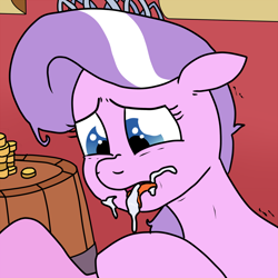 Size: 899x899 | Tagged: explicit, artist:pony quarantine, diamond tiara, barrel, bits, disgusted, earth pony, female, filly, foal, foalcon, fun, g4, imported from derpibooru, jewelry, pony, school, tiara, trembling