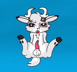 Size: 640x600 | Tagged: explicit, artist:ficficponyfic, oc, oc:maple (colt quest), albino, antlers, anus, autofacial, balls, bracelet, butt, child, color, colt quest, cum, cum on self, deer, erection, facial, fawn, femboy, foalcon, heart eyes, imported from derpibooru, jewelry, male, nudity, oc only, on back, panting, penis, plot, solo, tongue out, trap, wingding eyes, young