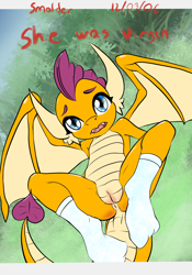 Size: 2536x3613 | Tagged: explicit, artist:stardust-pony, dragon, dragoness, female, foalcon, g4, high res, imported from derpibooru, picture frame, posing for photo, smolder, smolderriere, spread legs, spreading