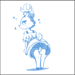 Size: 918x920 | Tagged: explicit, artist:cold-blooded-twilight, oc, oc:maple (colt quest), antlers, anus, backless panties, bracelet, butt, clothes, colt quest, crossdressing, cute, cute porn, deer, fawn, femboy, foalcon, heart, imported from derpibooru, jewelry, large ponut, male, monochrome, nudity, oc only, panties, ponut, smiling, solo, solo male, trap, underwear, young