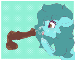Size: 3850x3050 | Tagged: explicit, artist:vanifl, oc, oc:dreamy, balls, blushing, cum, cum in mouth, earth pony, female, foalcon, freckles, high res, imported from derpibooru, nudity, pony