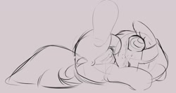 Size: 1294x686 | Tagged: explicit, artist:pestil, anus, female, foalcon, freckles, g4, imported from derpibooru, nudity, on side, pegasus, pony, presenting, sketch, solo, solo female, spread legs, spreading, vulva, wind sprint