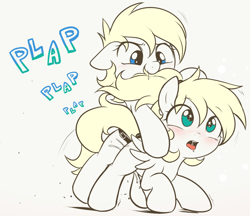 Size: 1049x907 | Tagged: explicit, artist:pestil, oc, oc:aryanne, oc:luftkrieg, ambiguous penetration, blushing, earth pony, female, filly, filly on filly, foal, foalcon, from behind, imported from derpibooru, incest, insertion, lesbian, mother and child, mother and daughter, mounting, oc only, onomatopoeia, open mouth, orgasm, pegasus, plap, pony, sex, sex toy, simple background, strapon, time paradox, vaginal secretions, white background, wingding eyes