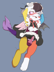 Size: 6000x8000 | Tagged: explicit, artist:imposter dude, oc, oc:desorde, armpits, clothes, commission, crossdressing, cum, draconequus, draconequus oc, dragon dick, erection, foalcon, imported from derpibooru, knot, maid, male, nudity, oc only, penis, simple background, solo, solo male