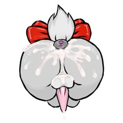 Size: 414x414 | Tagged: explicit, artist:multiverseequine, oc, oc:maple (colt quest), aftersex, albino, anal insertion, balls, bow, bukkake, butt, butt only, buttplug, colt quest, creampie, cum, deer, deer oc, derpibooru exclusive, excessive cum, fawn, foalcon, implied gay, imported from derpibooru, insertion, male, nudity, oc only, penis, plot, rear view, sex toy, simple background, solo, solo male, transparent background