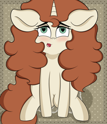 Size: 2600x3000 | Tagged: explicit, artist:vanifl, oc, oc:vanilla flavor, blushing, crotchboobs, estrus, female, filly, foal, foalcon, heart eyes, high res, imported from derpibooru, nudity, oc only, pony, solo, solo female, unicorn, vaginal secretions, wingding eyes