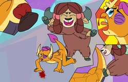 Size: 3913x2500 | Tagged: explicit, grimdark, artist:aaron amethyst, abuse, anal insertion, blood, dildo, dragon, duo, female, female on female rape, foalcon, g4, high res, imported from derpibooru, insertion, knotted dildo, lesbian, nosebleed, rape, sex, sex toy, smolder, smolderbuse, smolderriere, treehouse of harmony, violence, yak, yona