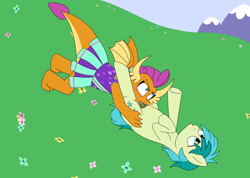 Size: 4896x3480 | Tagged: explicit, artist:aaron amethyst, blowjob, blush sticker, blushing, cheerleader, dragon, duo, earth pony, female, fetish, foalcon, g4, imported from derpibooru, male, nudity, oral, outdoor sex, outdoors, penis, piss drinking, pony, sandbar, sex, ship:smolbar, shipping, smolder, straight, urine, watersports