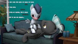 Size: 1280x720 | Tagged: explicit, artist:tenebris, 3d, age difference, anal, balls, big dom small sub, blushing, brother, brothers, colt, cowgirl position, dialogue, foal, foalcon, from front, g4, gay, imported from derpibooru, incest, male, not gay, nudity, orientation play, pegasus, penetration, penis, pony, pony on pony action, rumble, sex, ship:rumblelane, sibling incest, siblings, stallion, stallion on colt, thunderlane, tsundere