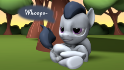 Size: 1280x720 | Tagged: explicit, artist:tenebris, 3d, anus, balls, bedroom eyes, butt, colt, dialogue, dock, draw me like one of your french girls, foal, foalcon, g4, imported from derpibooru, looking back, male, nudity, pegasus, plot, pony, presenting, raised tail, rumble, solo, solo male, tail, taint