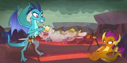 Size: 3010x1500 | Tagged: explicit, semi-grimdark, artist:icaron, oc, abuse, all the way through, anal insertion, balls, black eye, bondage, carnivore, commission, cooked alive, cooking, cooking vore, dragon, dragon lands, dragons doing dragon things, dragons eating horses, erection, female, fingering, foalcon, food, g4, genitals, horse meat, horsecock, imminent death, imminent vore, impalement, implied vore, imported from derpibooru, insertion, lava, literal spitroast, male, masturbation, meat, nudity, one eye closed, penis, person as food, pony, princess ember, rope, sex, show accurate, show accurate porn, simplistic vulva, smolder, snuff, stallion, story in the source, tongue out, unicorn, vore, vulva, willing, ych result