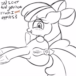 Size: 4000x4000 | Tagged: explicit, artist:vanifl, apple bloom, anal foodplay, anal insertion, anus, apple, appleplay, blushing, butt, clitoris, dialogue, dock, earth pony, female, filly, foal, foalcon, food, foodplay, g4, imported from derpibooru, insertion, nudity, plot, ponut, pony, solo, solo female, that pony sure does love apples, vulva