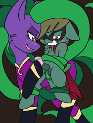 Size: 1536x2048 | Tagged: explicit, artist:steelsoul, age difference, cape, clothes, colt, female, foal, foalcon, g4, humdrum, humdrum costume, implied blowjob, implied oral, implied sex, imported from derpibooru, male, mane-iac, mane-iac having her way with humdrum, mare, mare on colt, mask, nudity, penis, pony, ship:drum-iac, shipping, sidekick, straight, straight shota, superhero, supervillain, tentacle porn, tentacles, tentacles on colt, tentacles on male